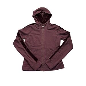 Express Velvet Trim Full Zip Hoodie Women's Small Burgundy Plum Velour Zip Up